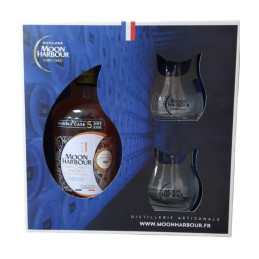 COFFRET WHISKY MOON HARBOUR DOCK 1 70CL + 2 VERRES 45.8°