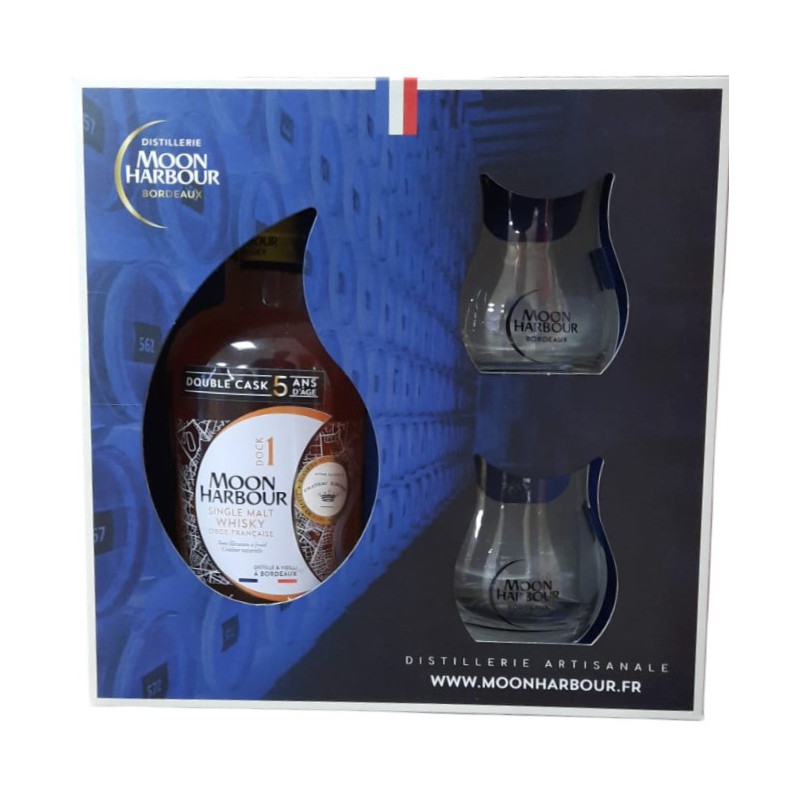 COFFRET WHISKY MOON HARBOUR DOCK 1 70CL + 2 VERRES 45.8° COFFRET WHISKY MOON HARBOUR DOCK 1 70CL + 2 VERRES 45.8°