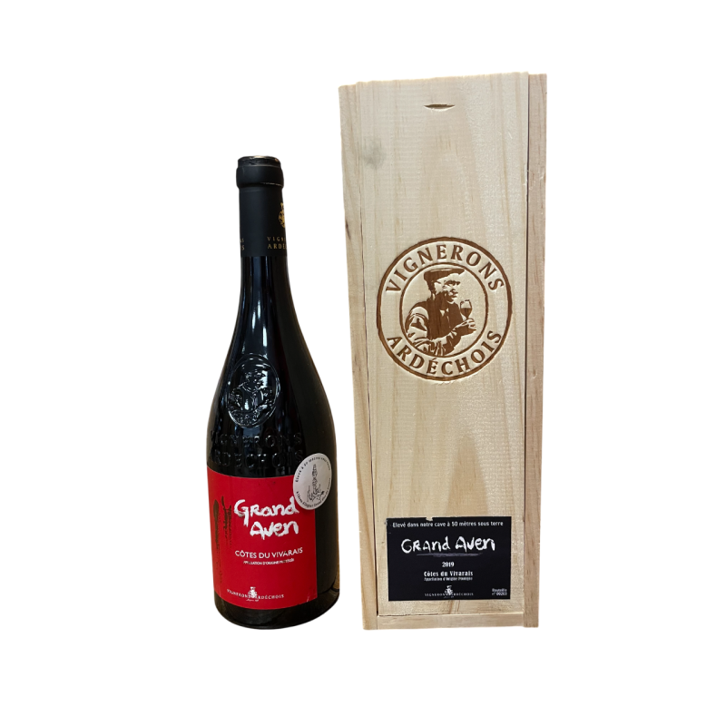 COTES DU VIVARAIS GRAND AVEN ROUGE COFFRET BOIS 2019 COTES DU VIVARAIS GRAND AVEN ROUGE COFFRET BOIS 2019